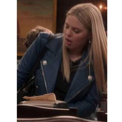 Renee Rapp The Sex Lives of College Girls S02 Moto Blue Leather Jacket - Image 2