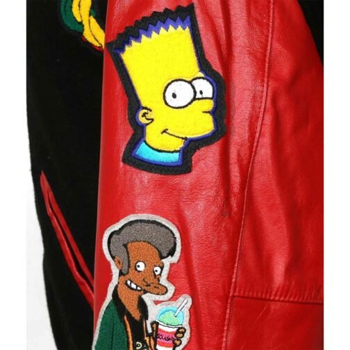 The Simpsons Black and Red Varsity Jacket - Image 7