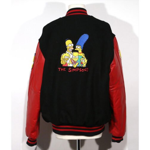 The Simpsons Black and Red Varsity Jacket - Image 2