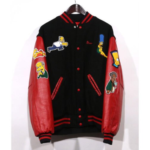 The Simpsons Black and Red Varsity Jacket - Image 3