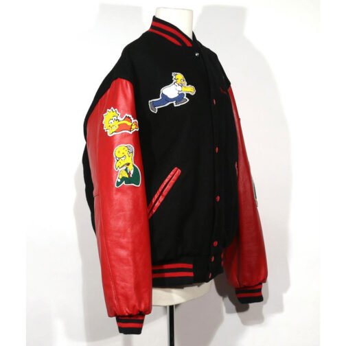 The Simpsons Black and Red Varsity Jacket - Image 4