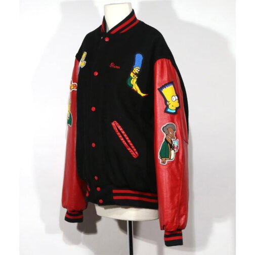 The Simpsons Black and Red Varsity Jacket - Image 5