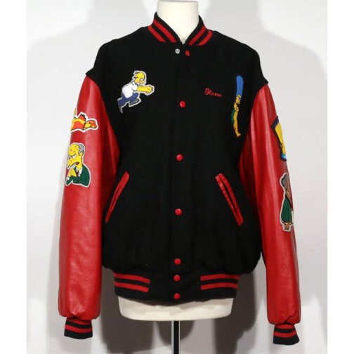The Simpsons Black and Red Varsity Jacket