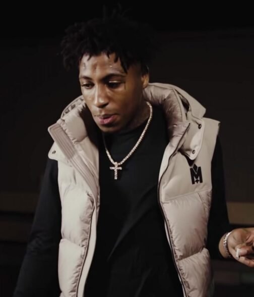 The Story of O.J. YoungBoy Never Broke Again Puffer White Hooded Vest - Image 5