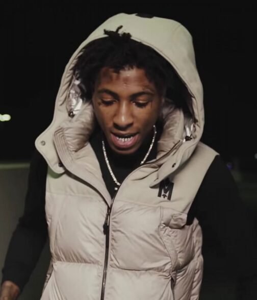The Story of O.J. YoungBoy Never Broke Again Puffer White Hooded Vest - Image 6
