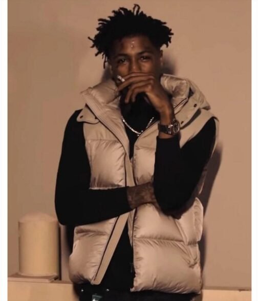 The Story of O.J. YoungBoy Never Broke Again Puffer White Hooded Vest - Image 4