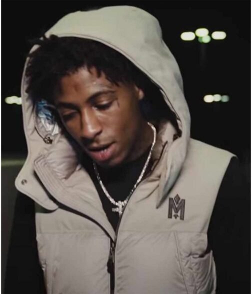 The Story of O.J. YoungBoy Never Broke Again Puffer White Hooded Vest - Image 7