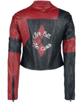 Harley Quinn Live Fast Die Clown Leather Jacket