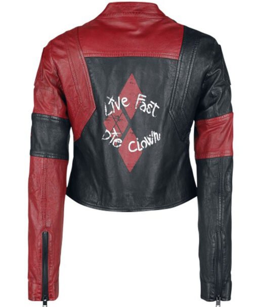 Harley Quinn Live Fast Die Clown Leather Jacket - Image 2