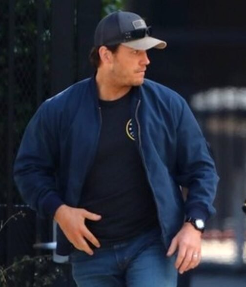The Terminal List Chris Pratt Blue Bomber Jacket - Image 8