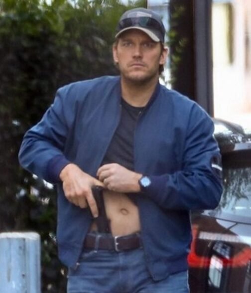 The Terminal List Chris Pratt Blue Bomber Jacket - Image 9