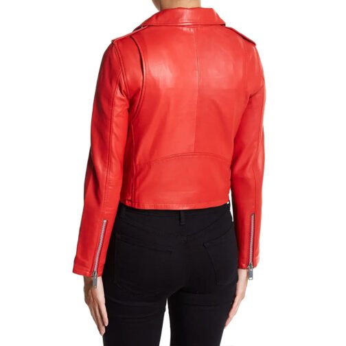 The Today Show Kathy Buccio Biker Red Leather Jacket - Image 3