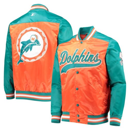 Orange The Tradition II Miami Dolphins Satin Jacket - Image 3