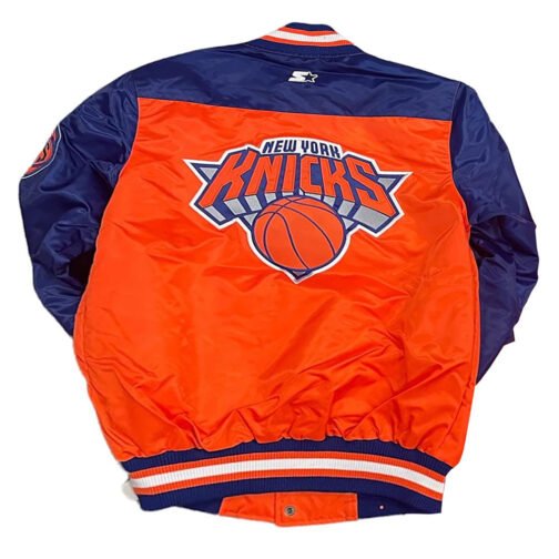 The Tradition II Team NY Knicks Orange/Blue Satin Jacket - Image 2