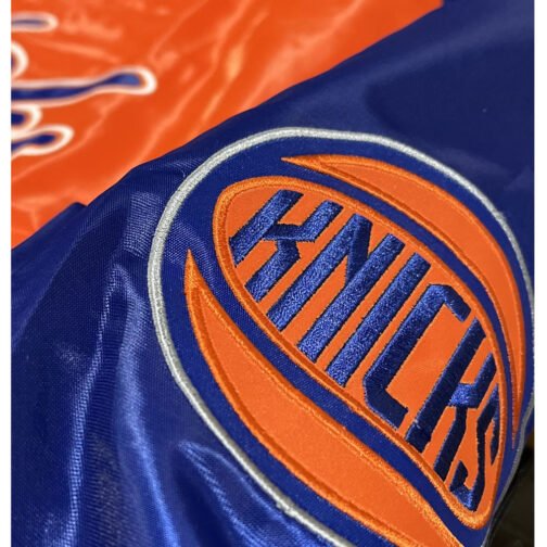 The Tradition II Team NY Knicks Orange/Blue Satin Jacket - Image 6