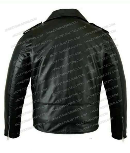 Narrator The Twilight Zone Motorcycle Black Leather Jacket - Image 3