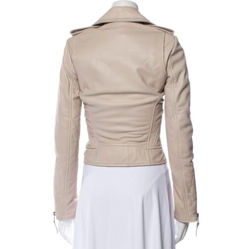 The Vampire Diaries S04 Nina Dobrev Beige Leather Jacket - Image 3