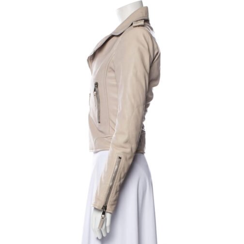 The Vampire Diaries S04 Nina Dobrev Beige Leather Jacket - Image 4