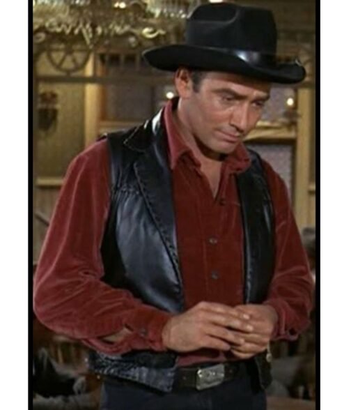 James Drury The Virginian Cowboy Leather Vest - Image 17