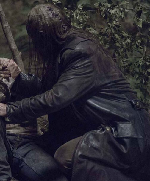 The Walking Dead S09 Beta Trench Leather Coat - Image 3