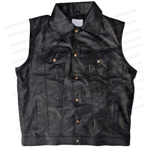 Rogues The Warriors Black Leather Vest - Image 5