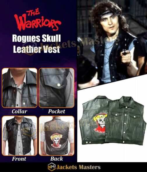 Rogues The Warriors Black Leather Vest - Image 10