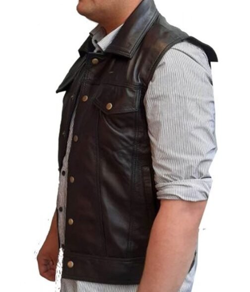 Rogues The Warriors Black Leather Vest - Image 6