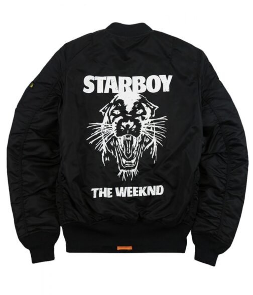 The Weeknd Starboy Panther XO Black Bomber Jacket - Image 2