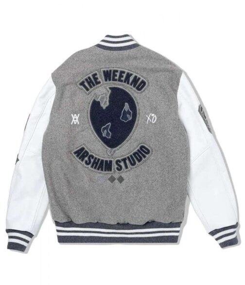 XO The Weeknd HOB 10 Year Letterman White/Grey Jacket - Image 3