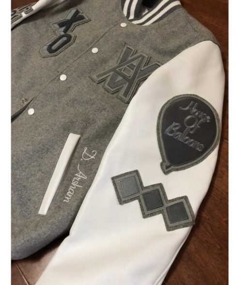 XO The Weeknd HOB 10 Year Letterman White/Grey Jacket - Image 6