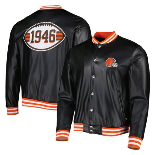 The Wild Collective Cleveland Browns Metallic Black Jacket - Image 3