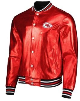 Kansas City Chiefs The Wild Collective Red Metallic Leather Jacket