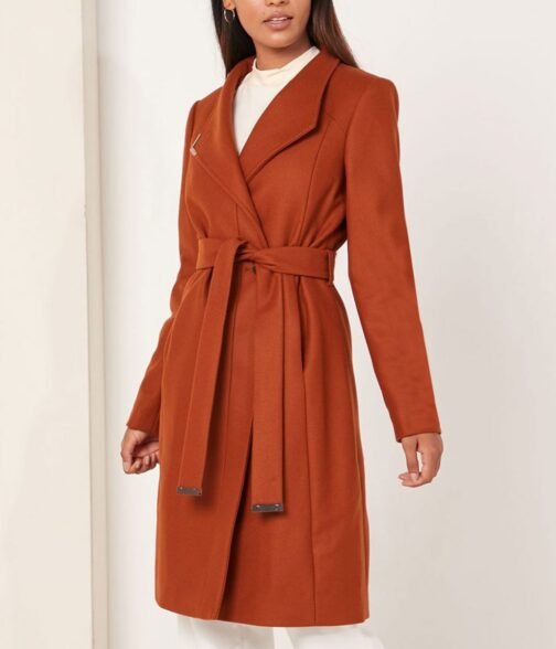 Melissa Claire Egan The Young and The Restless Brown Wrap Coat - Image 4