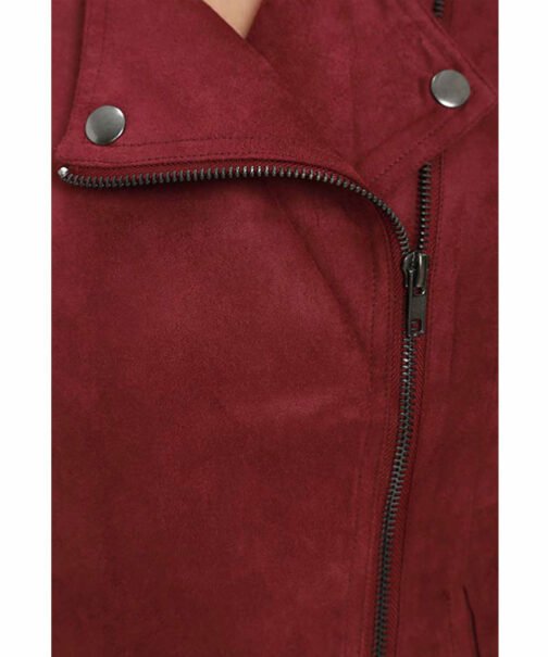 Arrow Willa Holland Biker Red Suede Jacket - Image 6