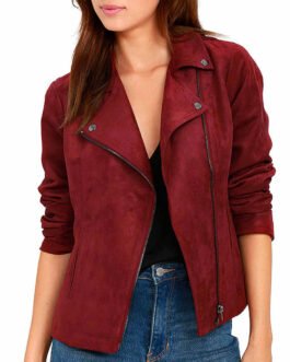 Arrow Willa Holland Biker Red Suede Jacket