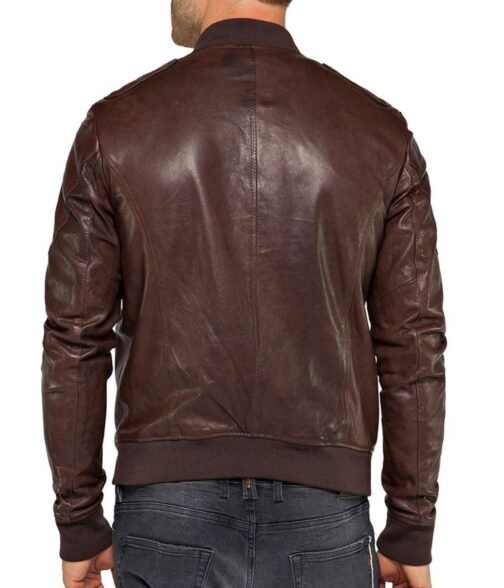 Justin Hartley This is Us Brown Leather Bomber Jacket - Image 3
