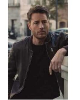 Justin Hartley This is Us Brown Leather Bomber Jacket