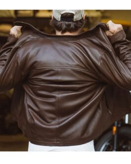 Men’s Biker Thompson Brown Leather Jacket