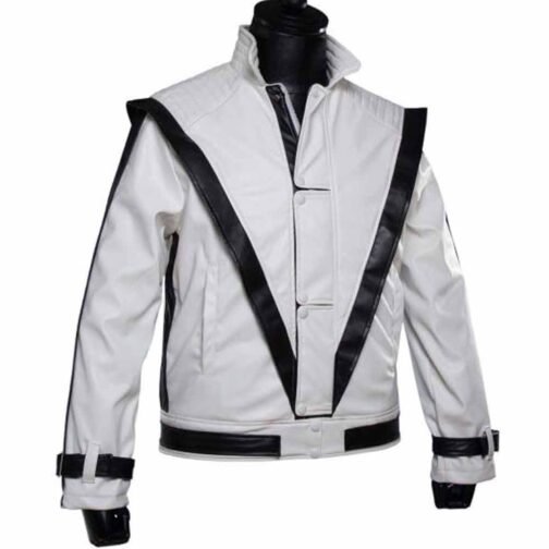 Thriller Michael Jackson White Leather Jacket - Image 4