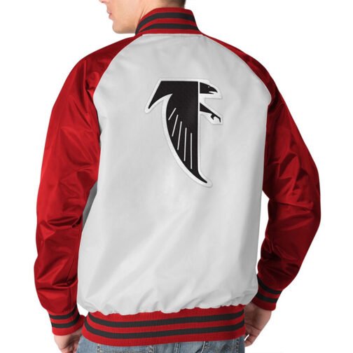 Atlanta Falcons Throwback Varsity Red and Satin Jacket - Image 2