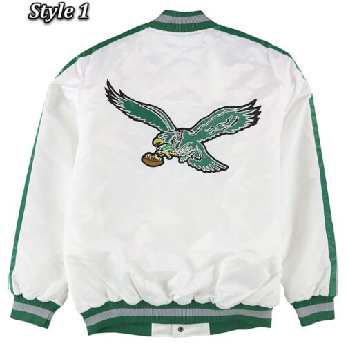White Philadelphia Eagles Throwback D-Line Jacket - Image 3