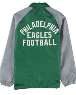 Throwback Logo Philadelphia Eagles Green and Gray Jacket