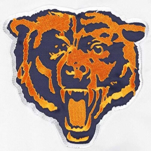 White/Navy Throwback Warm Up Pitch Chicago Bears Satin Jacket - Image 4