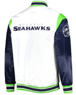 Seattle Seahawks Throwback Warm Up Pitch Varsity Satin Jacket