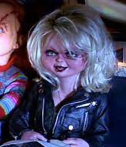 Tiffany Valentine Bride of Chucky Black Leather Belted Jacket - Image 3