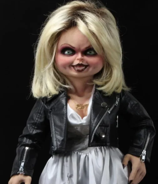 Tiffany Valentine Bride of Chucky Black Leather Belted Jacket - Image 2