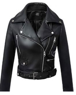 Tiffany Valentine Bride of Chucky Black Leather Belted Jacket