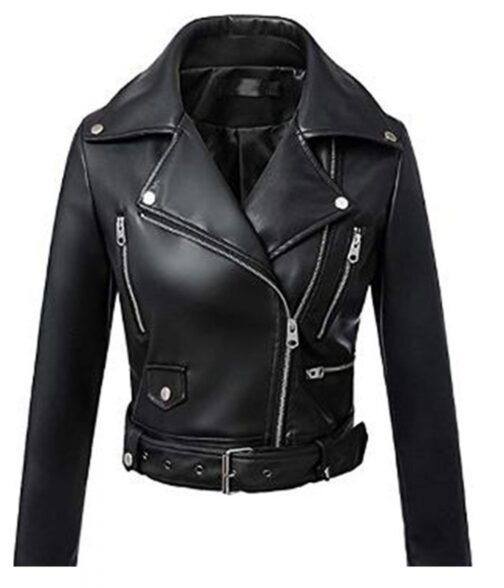 Tiffany Valentine Bride of Chucky Black Leather Belted Jacket