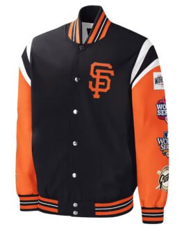 San Francisco Title Holder Black/Orange Varsity Satin Jacket