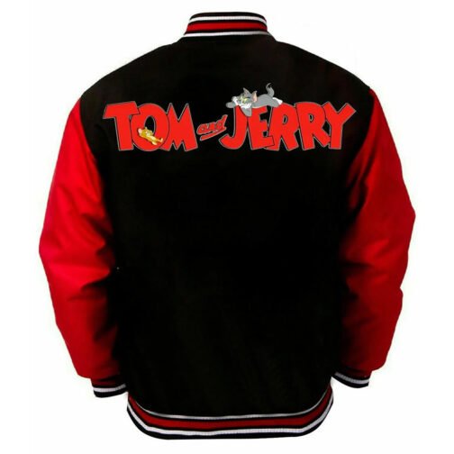 Tom and Jerry Red and Black Varsity Jacket - Image 2